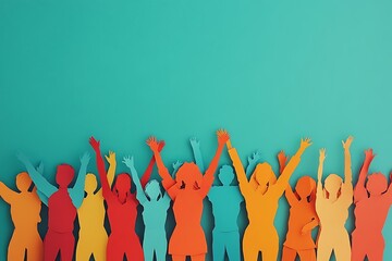 Colorful Diverse Paper People Celebrating Unity