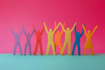 Colorful Diverse People Celebrating Teamwork