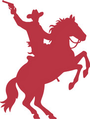 a horse rider with a gun in his hand