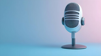 3D Rendered Retro Microphone Against Pastel Gradient Background
