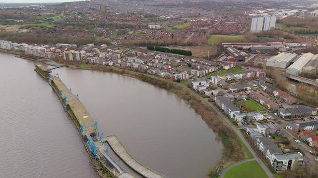 Dunston Gateshead UK: 1st March 2025: Aerial view of Dunston Staiths on River Tyne. Drone point of view