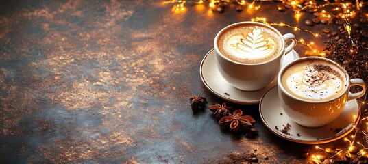 A cozy café website banner with warm colors and space for a menu