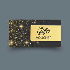 Elegant Black and Gold Gift Voucher with Glitter