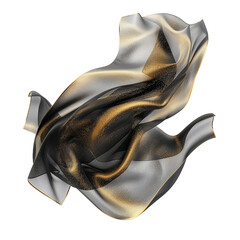 Flying black gold luxury fabric textile transparent png