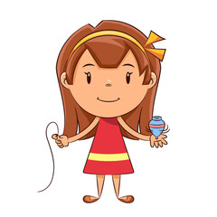 Girl playing spinning top