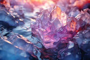 sight of a glacier, its ethereal beauty shining through water depths, reveals a captivating dance between light and ice, transporting one into a submerged realm of wonder