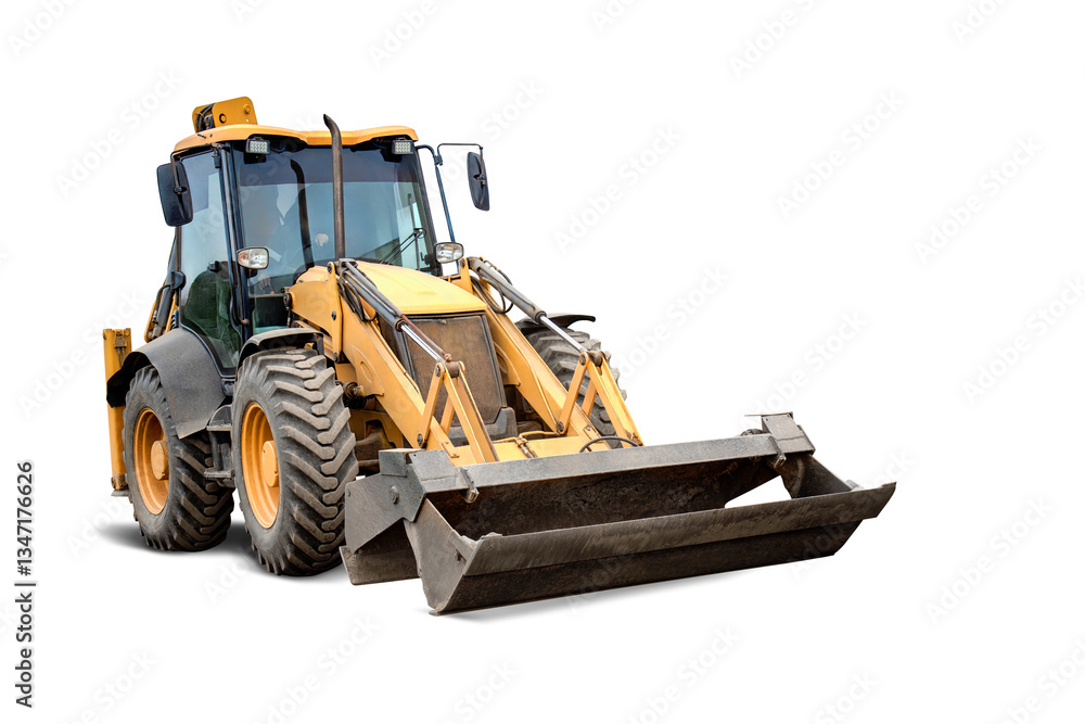Aufkleber loader or bulldozer designed for construction work. ready for rent to participate in various project