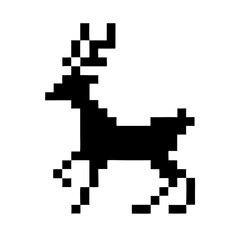 a minimalist pixelated illustration of a deer in black and white