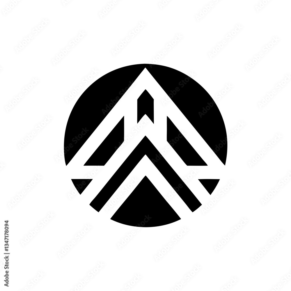 Poster a modern geometric design in a circular form, creating a strong visual statement