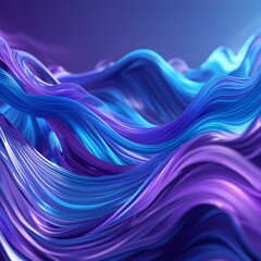 Obraz premium Artistic 3D waves depicted in purple hues, set against a rich purple background, showcasing fluid movement and depth.