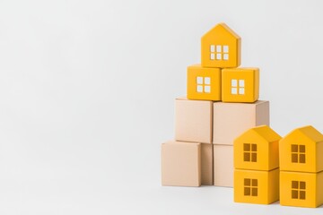 Creative Concept of Competition and Commerce with Different Yellow and Brown Boxes