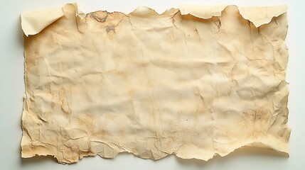 Vintage Torn Paper with Light Ink Stains and Rough Edges