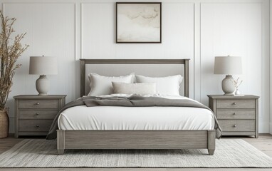 An appealing bedroom featuring modern furniture and decorative accents