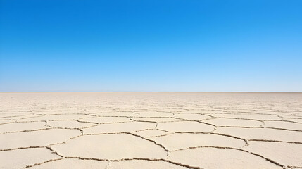 Vast Dry Salt Flat Under Clear Blue Sky