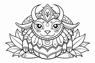 coloring page line art black silhouette vector