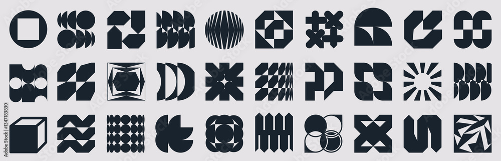 Canvas Prints brutal shapes minimal style design geometric set 3. postmodern geometric contortion forms. collectio
