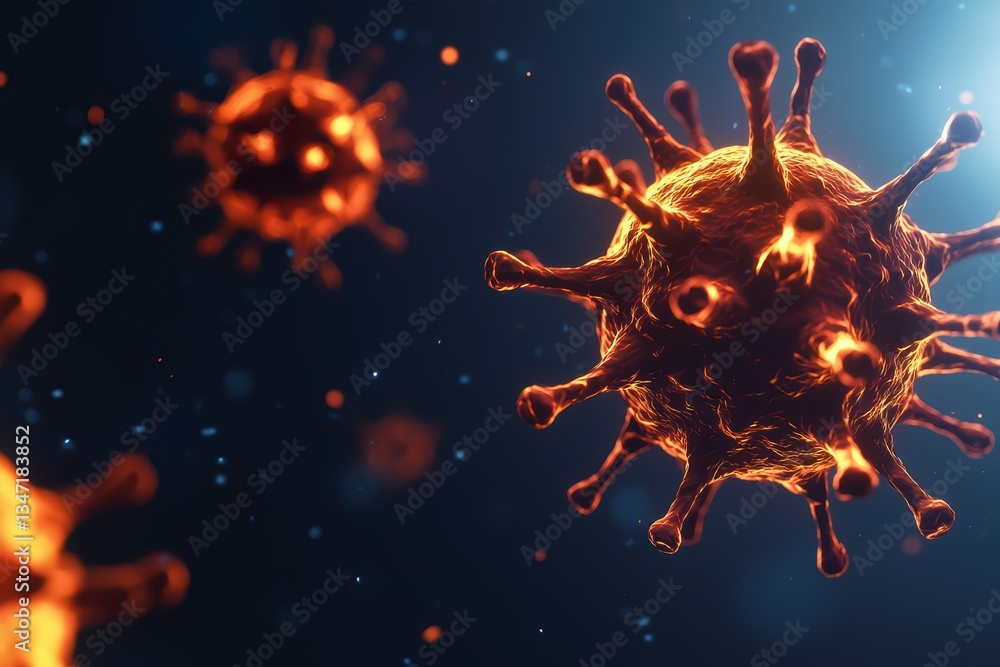 Poster dramatic visualization of immune defense mechanism against pathogens in dynamic environment