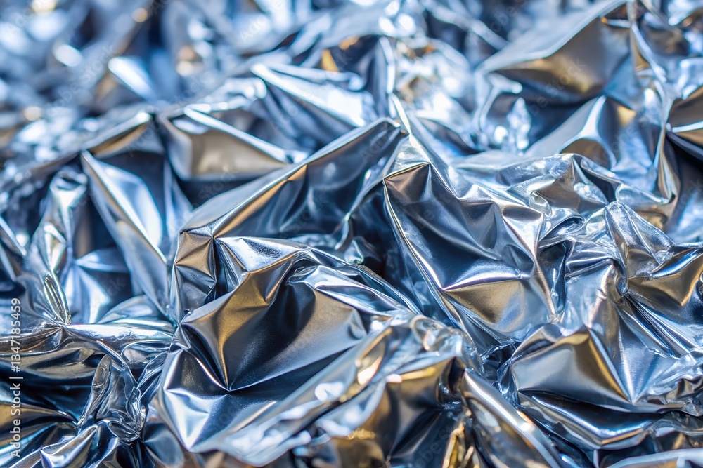 Canvas Prints crumpled silver foil with abstract reflective texture