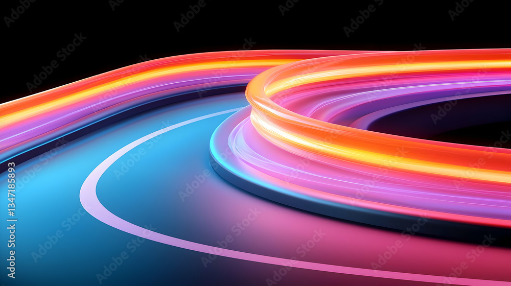 Poster abstract glowing lines and curves in dark background