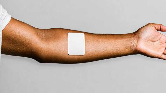 Clean arm with white patch showcases modern health monitoring technology in use
