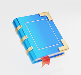 A 3d rendered of blue book isolated on white background.