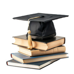 A Graduation Cap Rests Atop a Stack of Old Books Symbolizing Education and Achievement