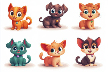 Cute cartoon kittens playing with a ball of yarn on a sunny window sill, with colorful flowers in the background.