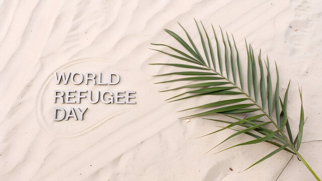 World Refugee Day minimalist background with text and neutral composition