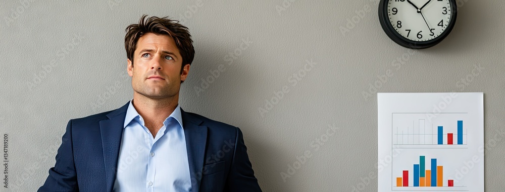 Poster a business professional carefully assesses various performance metrics within the office environment