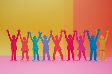 Colorful Paper People Group Celebrating Unity2