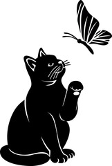 black cat on white background