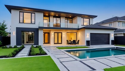 Stunning Close Up View of a Modern Luxury House Exterior