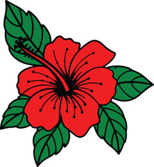 Beautiful Hibiscus Flower Silhouette Illustration