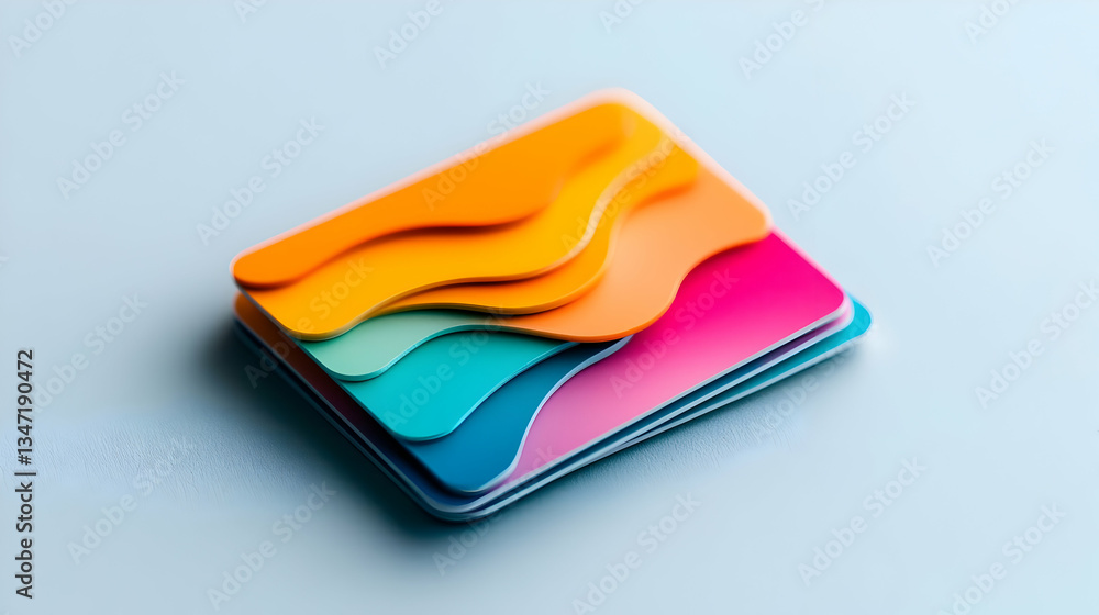 Poster abstract layered paper design with colorful waves