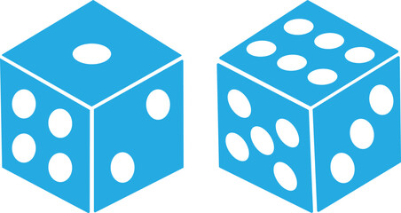 Dice six side face icon set. Playing cubes rolling dice vector isolated on transparent background. Six-sided dice, die for casino gambling art icon for apps and websites. Vector illustration.