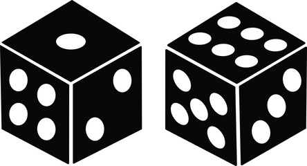 Dice six side face icon set. Playing cubes rolling dice vector isolated on transparent background. Six-sided dice, die for casino gambling art icon for apps and websites. Vector illustration.