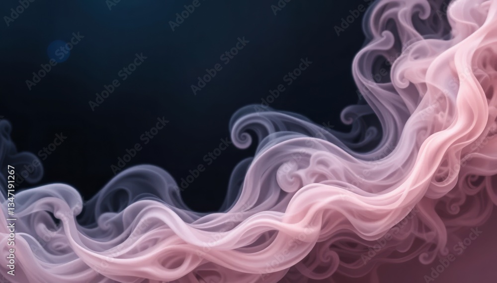 Poster ethereal flow of colorful smoke abstract art digital creation dark background close-up view fluid dy