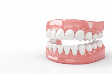 Obraz premium Detailed 3D Render of Orthodontic Concept with Teeth and Gums Illustration for Dental Innovation