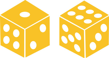 Dice six side face icon set. Playing cubes rolling dice vector isolated on transparent background. Six-sided dice, die for casino gambling art icon for apps and websites. Vector illustration.