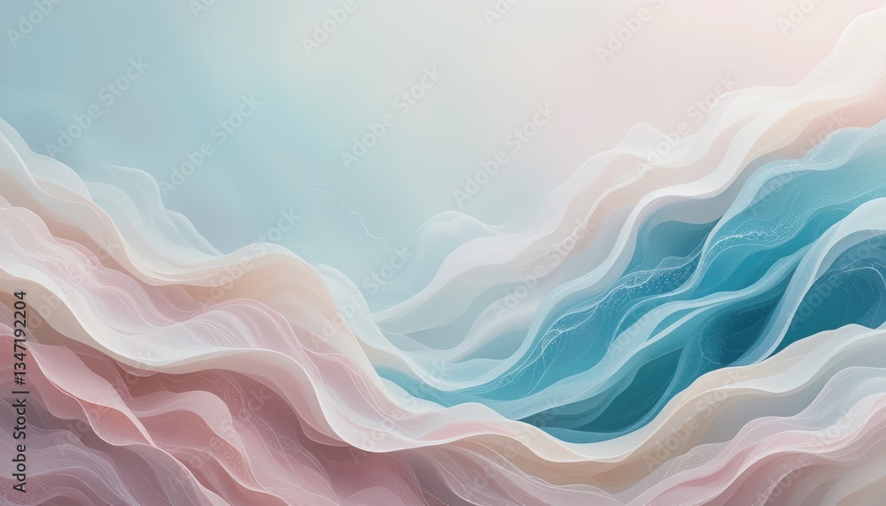 Aufkleber flowing abstract waves digital art soft color palette tranquil environment aerial view concept of se