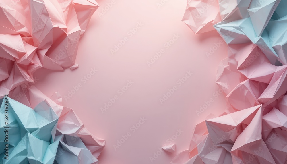 Poster creative paper art display studio visual content soft color palette top-down view artistic concept f