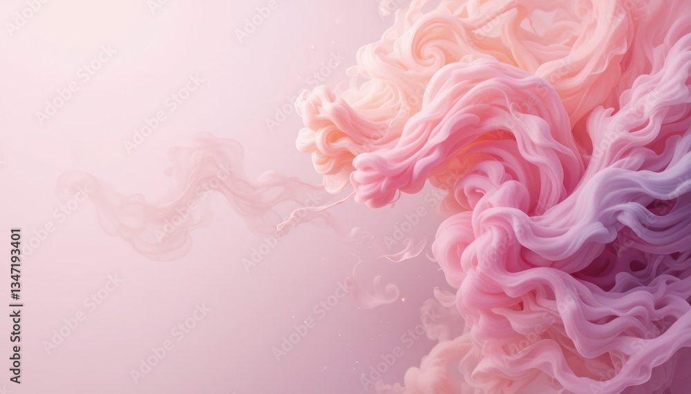 Poster flowing abstract waves digital creation soft colors ethereal environment artistic viewpoint surreal 