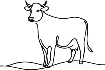 Cow Continuous Line Art Drawing – Black Vector Illustration