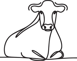 Cow Continuous Line Art Drawing – Black Vector Illustration