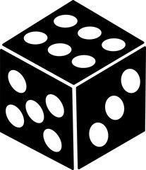 Dice icon. Playing cube rolling dice vector isolated on transparent background. Dice, die for casino gambling art icon for apps and websites. Vector illustration.