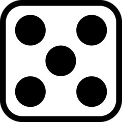 Dice icon. Playing cube rolling dice vector isolated on transparent background. Dice, die for casino gambling line art icon for apps and websites. Vector illustration.