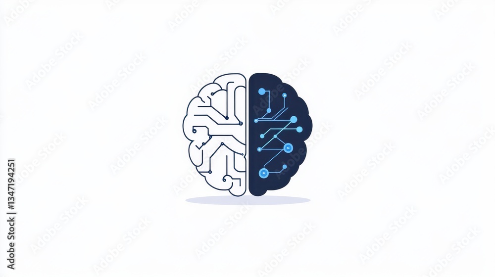 Poster visualization of a human brain and an ai network connecting, representing the deepening trust and co
