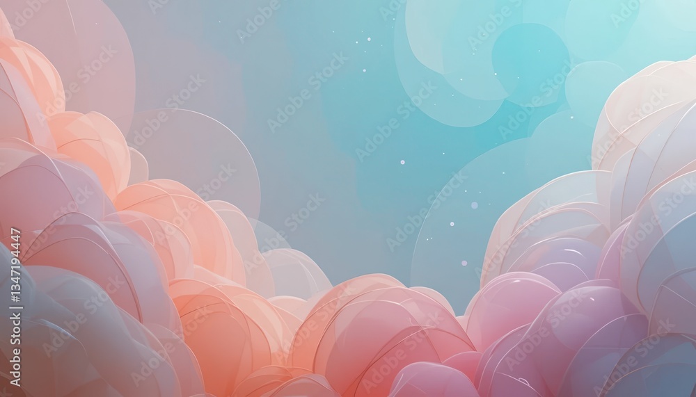 Aufkleber dreamy cloudscape background illustration digital art soft color palette tranquil atmosphere abstrac