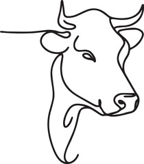 Cow Continuous Line Art Drawing – Black Vector Illustration