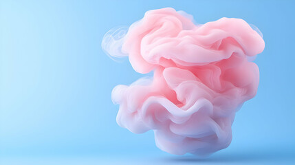 Pink Fluffy Cloud Abstract 3D Render on Light Blue Background